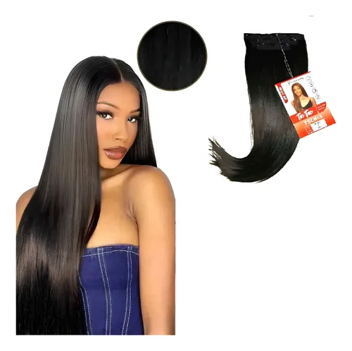 Aplique Tic Tac Cabelo Liso Bio Fibra Alice 75cm - 3 Telas