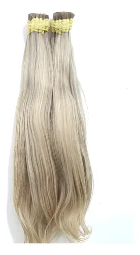 Cabelo Humano Loiro Mesclado Cinza 70 Cm Com 50 Gramas