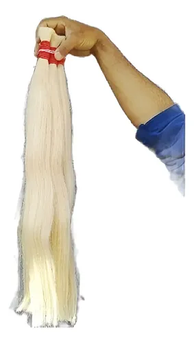 Cabelo Humano Loiro Claro 60cm 50gr Tecido Em Tela.