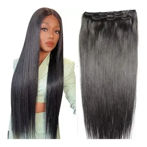 Aplique Tic Tac Cabelo Humano Liso 60cm 100grs 2 Telas
