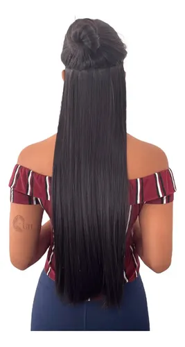 Aplique Tic Tac Silicone Weng Cabelo Liso Orgânico Castanho 70cm
