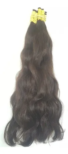 Cabelo Humano Castanho Natural Levemente Ondulado 50cm 50gr.