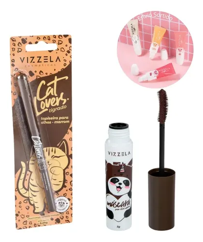 Kit Máscara Cilios Big No Panda Brown + Lapiseira Marrom + Brinde Vizzela