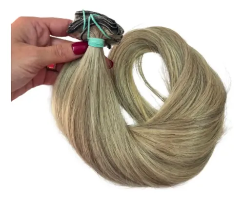 Cabelo Natural Loiro 55cm Liso Tecido Humano Ponta Cheia 100
