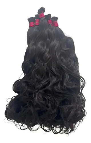 Cabelo Humano Na Liga Rosa 60-65 Cm 100 Gramas Ondulado. Castanho
