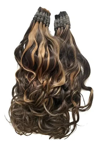 Cabelo Humano Morena Iluminada P/mega-hair 65cm/50 Gramas.