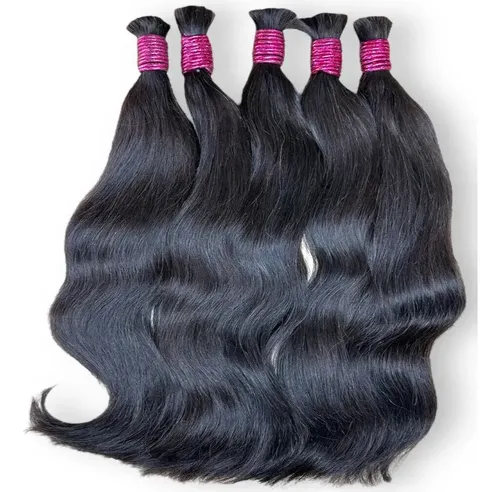 Cabelo Humano leve ondas de 75 cm na Cor Castanho Natural