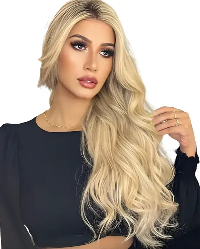 Aplique Bio Humano Fio Invisível Loiro Luzes Perolado 70cm