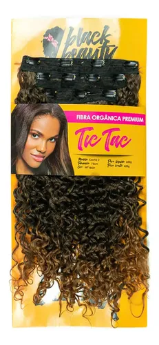 Cabelo Aplique de Fibra Orgânica Cacheado de 75cm, Tic Tac - Black Beauty