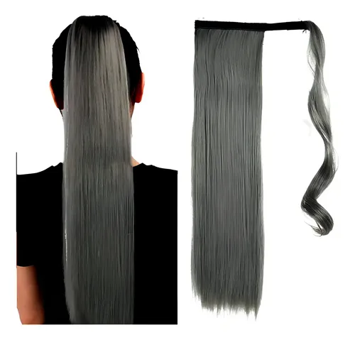 Rabo de Cavalo Sintético L&A para Penteados 45 cm – 171 Cinza/Grisalho Liso