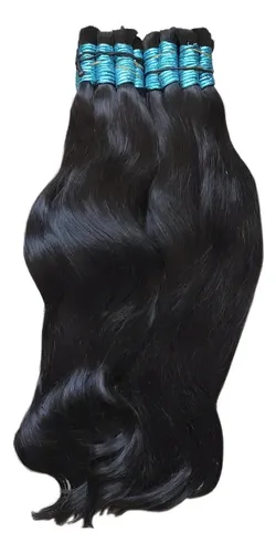 Cabelo Humano 75cm 100g Levemente Ondulado Natural Indiano Castanho Natural
