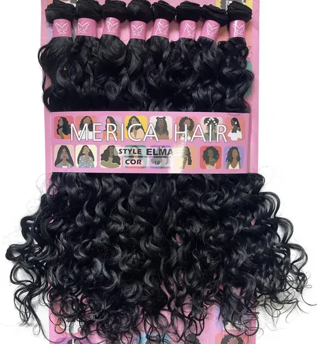 Cabelo Orgânico Cacheado - Elma - Merica Hair - Super Star Cor 1 Preto Intenso