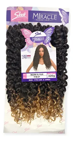 Cabelo Cacheado Bio Vegetal Human Hair Para Crochet Braids Cor Preto Com Ombre Mel Cor-t1b/27