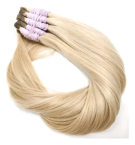 Aplique de Cabelo Humano Loiro Claríssimo de 55" Para Mega-hair