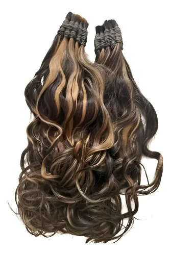 Cabelo Humano Morena Iluminada P/mega-hair 65cm/50 Gramas.