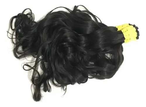 Aplique Cabelo Humano Castanho Natural 50cm Levemente Ondulado