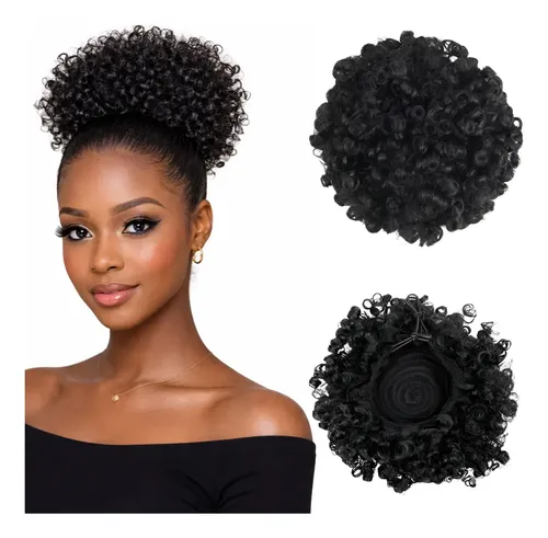 Aplique Coque Afro Puff Cacheado Orgânico Idêntico Ao Humano