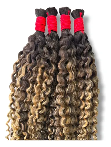 Cabelo Humano Cacheado 55cm Moreno Iluminado