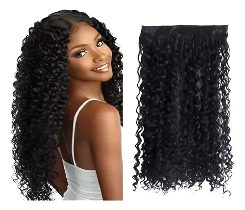 Aplique Tic Tac Cabelo Cacheado Bio Humano 60cm 150gr 1 Tela