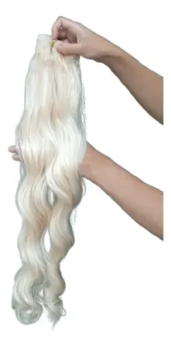 Mega Hair Semi Humano Loiro 60cm 250g Cabelo Premium Fita On