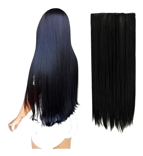 Aplique Tic Tac Idêntico ao Humano de 70cm para Cabelo Preto #1
