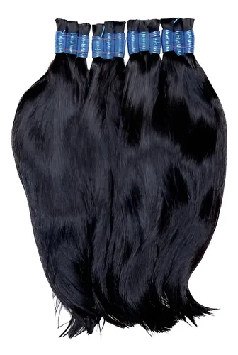 Aplique de Cabelo Humano Liso Castanho de 65 cm