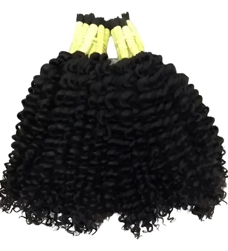 Aplique de Cabelo Humano Cacheado Natural Castanho de 80 cm