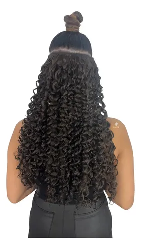 Cabelo Organico Cachead 60cm Tela De Orelha A Orelha Tic Tac Cor Castanho Escuro Com Mechas Acobreadas Sp2 4 30