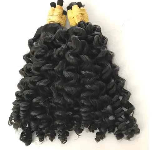 Cabelo Humano Cacheado a Vapor 40 cm Castanho para Aplique Fio a Fio