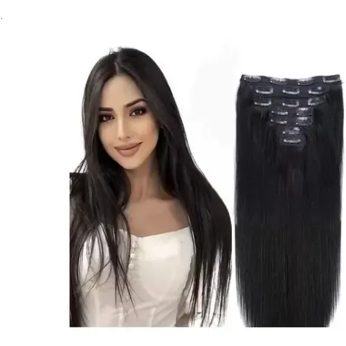 Aplique De Cabelo Humano Liso Tic Tac 40cm 100gramas 7 Peças