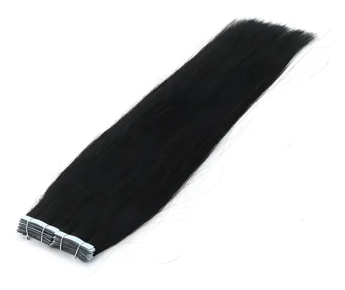 Aplique Fita Adesiva CABELO HUMANO Castanho Medio 60cm Cabelo Natural Liso