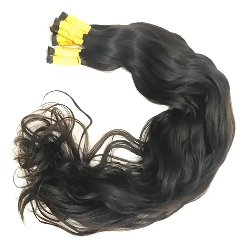 Cabelo Humano Liso Ondulado Virgem 65cm, 100gr Pontas Cheias Cor Castanho