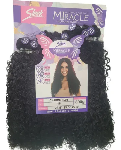 Aplique de Cabelo Cortina Sintético Ondulado Sleek 70 cm #1B para Entrelace