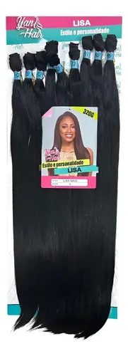 Cabelo Fibra Proteína Modelo Lisa Yan Hair Tela 80cm 320grs Preto Natural