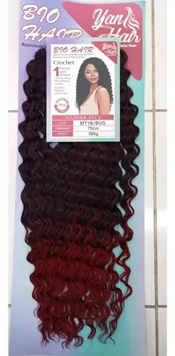 Cabelo Orgânico Crochet Braid Juliana 70cm 300gr Com Agulha Cor Ombre Vermelho