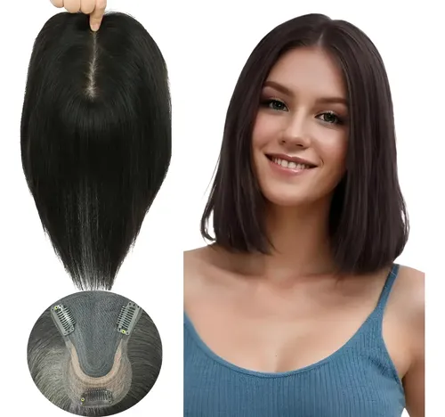 Topo De Cabeça Cabelo Humano Liso C Tic Tac Prótese Capilar