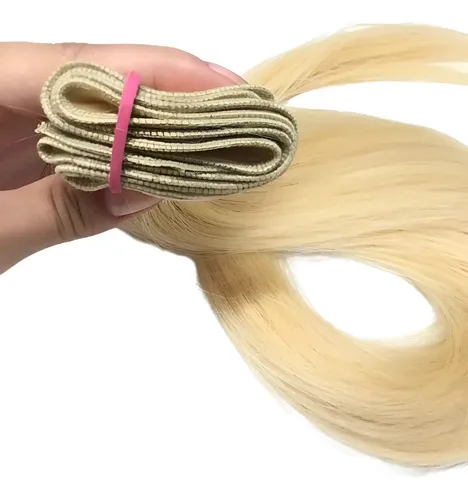 Cabelo Natural Loiro 50cm Liso Tecido Humano Ponta Cheia 50g