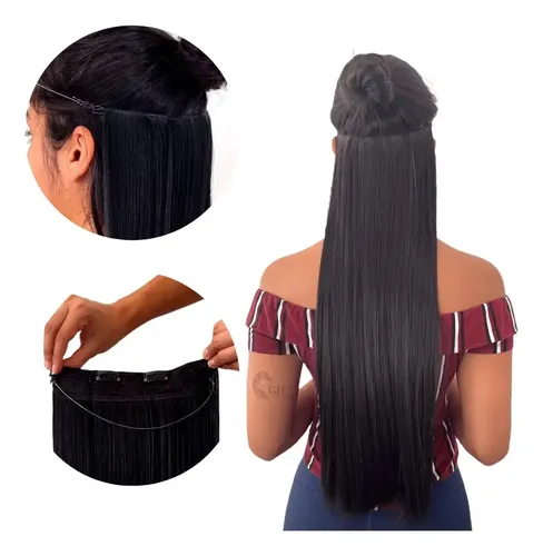 Aplique De Cabelo Fio Invisível Tiara Magica Human Hair Weng Cor Castanho Medio Cor 4