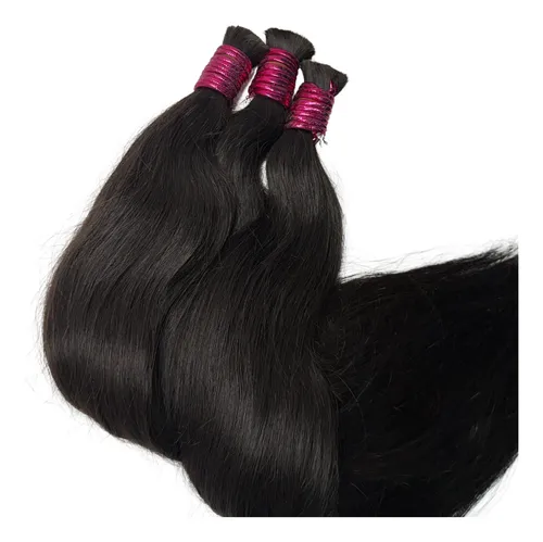 Cabelo Humano Indiano Castanho Liso Ondas 75cm 50g Mega Hair