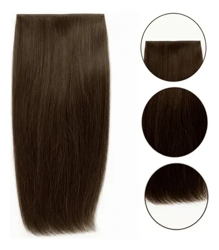 Mega Hair Fita Adesiva Invisível Castanho Médio 50cm Cabelo Humano