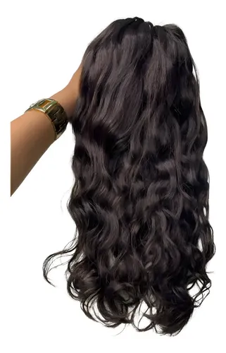 Cabelo Humano Ondulado Ponta Cheia Natural 55cm 100g Express Castanho