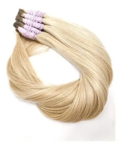 Cabelo Humano Mega Hair Loiro Clarissimo Liso 60cm Fio a Fio