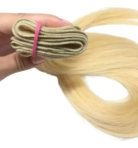Aplique Cabelo Loiro Ombre Raiz Tecido Tela 60cm 100g Humano