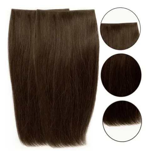Cabelo Humano Brasileiro Fita Adesiva 70cm - 2telas Castanho Medio