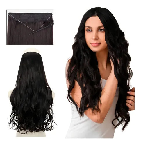 Aplique Fio Invisível Cabelo Orgânico Magico Tic Tac 70cm Cor 888-6 #2 Castanho Escuro Ondulado
