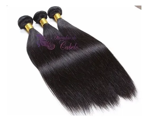 Aplique de Cabelo Natural em Tela Castanho 70cm para Costura