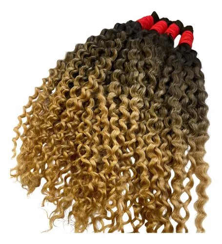 Cabelo Humano Moreno Iluminado Cacheado 65cm 50g Mega Hair