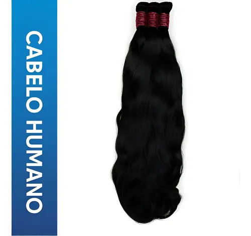Cabelo Humano Ondulado Ponta Cheia Natural 65cm-100 Gramas
