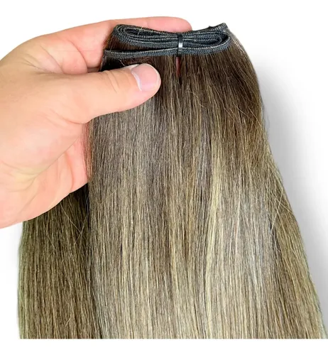 Cabelo Humano Moreno Iluminado Tela Ponto Americano 60cm 40g