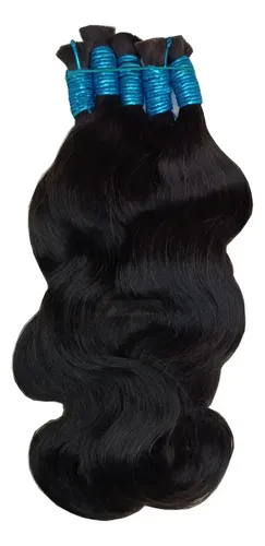 Cabelo Indiano 100% Humano 45/50 Cm Levemente Ondulado 100g Castanho Natural